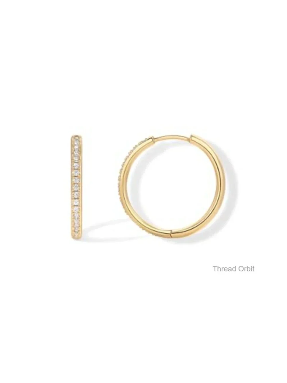 14K Gold Plated Cubic Zirconia Hoop Earrings 925 Sterling Silver Hinged
